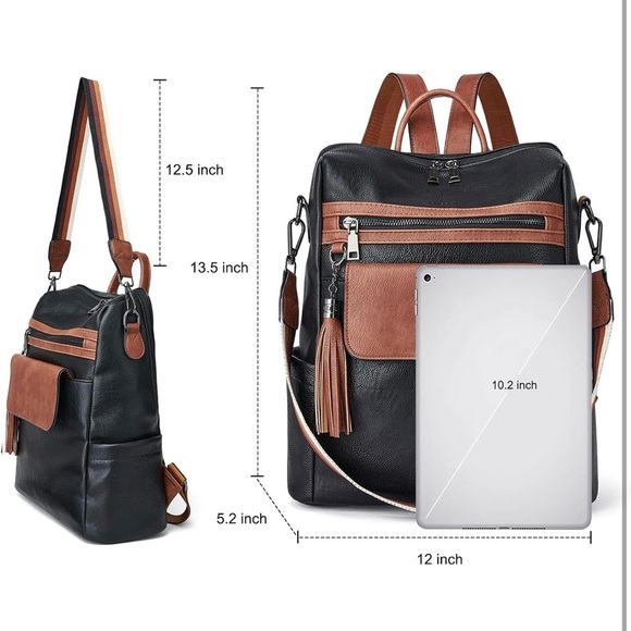 Black and Brown Women's Backpack and Clutch Set - Picture 3 of 6